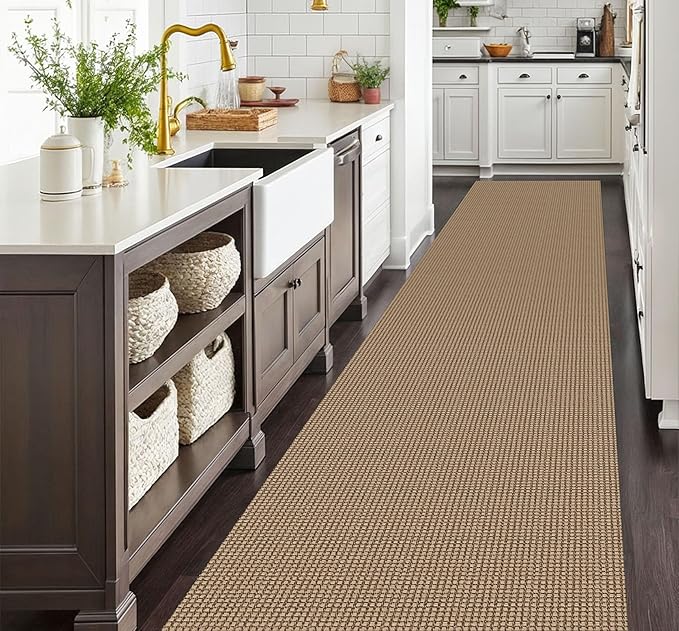 EARTHALL Runner Rug 3x14 Ft Washable Runners for Hallways Extra Long Woven Non Slip Entryway Runner Braided Kitchen Runner Indoor Outdoor Carpet Runners for Stair, Hall, Foyers, Orange/Tan/Brown
