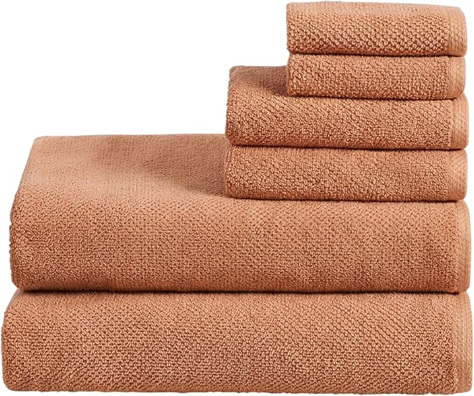 Great Bay Home 100% Cotton 6 Piece Bath Sheet Set - Absorbent, Quick-Drying, Durable Bath Towels for Bathroom Decor - Low-Twist, Two-Ply Fibers (Clay)
