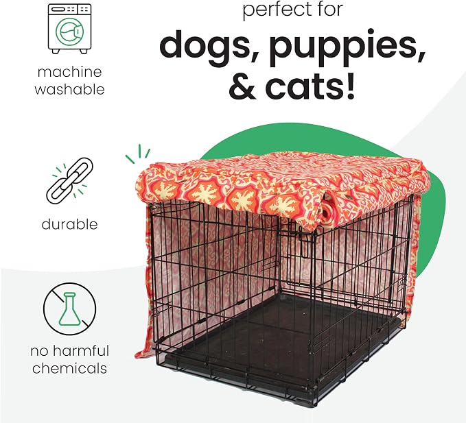 Molly Mutt Papillon Dog Crate Cover, 100% Cotton Canvas Cover with 2 Roll-Up Panels, Ideal for Dog or Cat Crate, Durable, Washable, and Free of Harmful Chemicals, 42" x 28" x 31"