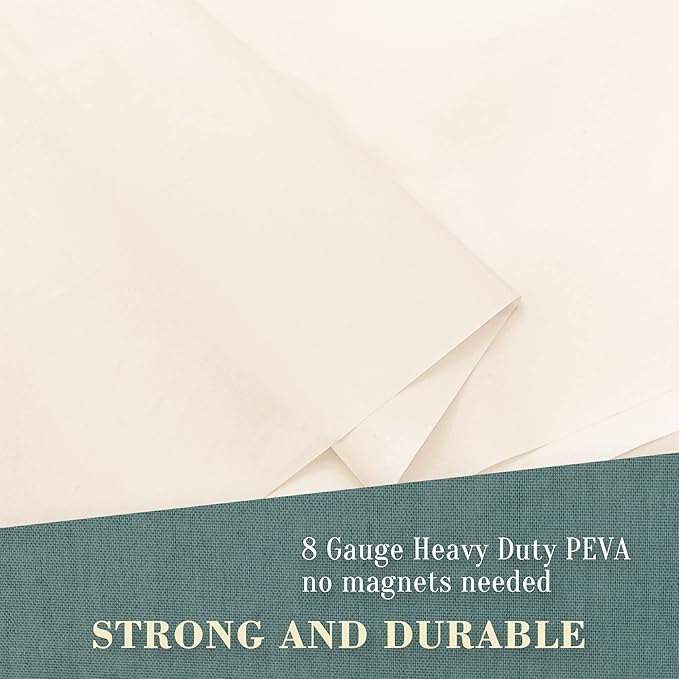 No Hook PEVA Shower Curtain or Liner - 8G Heavy Duty Beige Bathroom Shower Curtain No Hooks Required, Waterproof Plastic & PVC Free, Standard Size 71 x 74, Beige