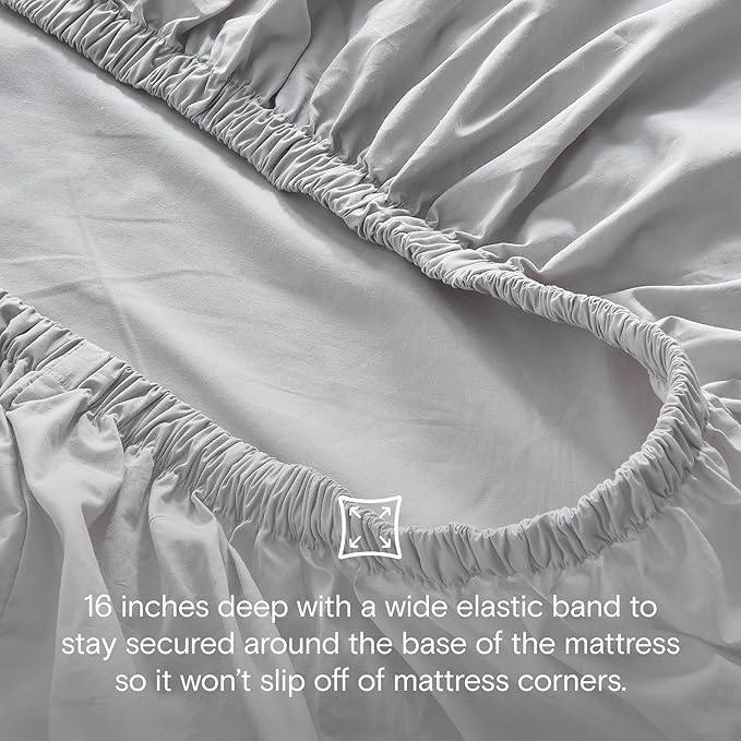 DOZ 100% GOTS Certified Organic Cotton Sheet Set, Crisp Percale Weave, Long Staple, Breathable, Matte Finish, Hotel Style, Durable, 3pc – 2 Pillowcases 1 Fitted (Dove, Queen)