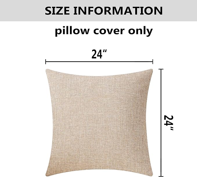 Home Brilliant Set of 2 Burlap Solid Linen European Throw Pillow Shams Cushion Covers for Bed Beige Decorations, 24x24 inches 60cm, Light Linen