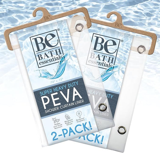 SO HOME Shower Curtain Liner - Heavy Duty 6 Guage PEVA - Built in 3 Weighted Magnets - 12 Aluminium Grommets (2, Clear, 72" x 70"