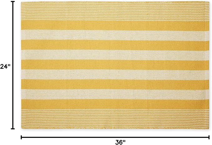 DII Woven Rag Rug Collection Recycled Yarn Cabana Stripe, 2x3', Honey Gold