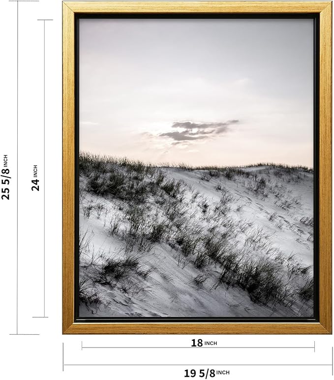 Monem Art Snowy Sand Dunes Landscape Print - Minimalist Winter Nature Poster - Wall Decor for Living Room, Bedroom or Office - 18x24 Gold Framed CANVAS Wall Art by Mareike Bohmer