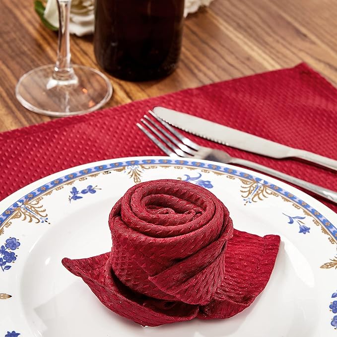 Mebakuk Cloth Napkins Set of 12, Premium 17 x 17 Inch Solid Washable Small Triangle Weave Napkins, Soft Table Napkin for Wedding Party Restaurant Dinner Parties