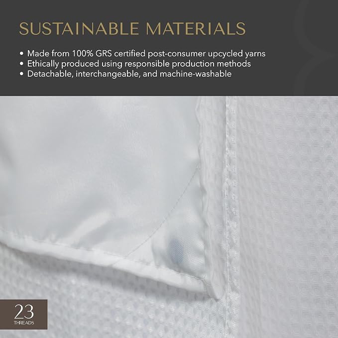 23 THREADS Replaceable Fabric Shower Curtain Liner White Long 70x54 | Water resistant, Sustainable yarns