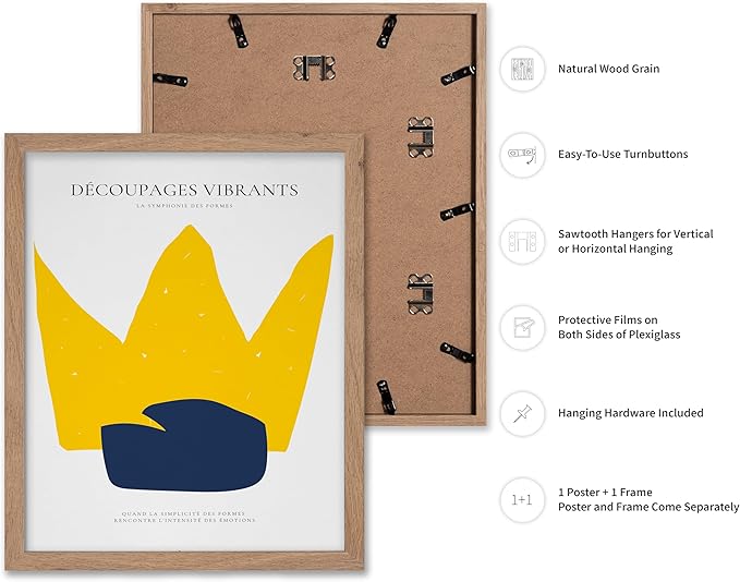 Monem Art Minimalist Crown Silhouette Print - Modern Abstract Shape Poster - Wall Decor for Living Room, Bedroom or Office - 8x10 Beige Framed Wall Art by Rs Lab Studio