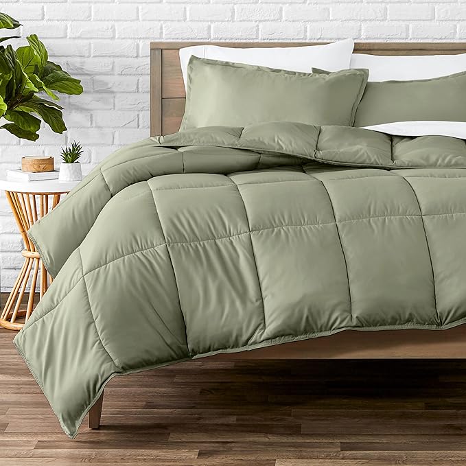 Bare Home Comforter Set - Queen Size - Ultra-Soft - Goose Down Alternative - Premium 1800 Series - All Season Warmth (Queen, Sage)
