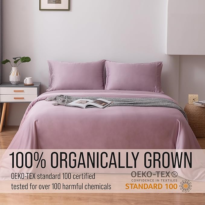 BELLA COTERIE | Luxury Bamboo Viscose Standard Size Pillowcase Set | 100% Organically Grown | Ultra Soft | Cooling | 2 Pcs [Lilac]