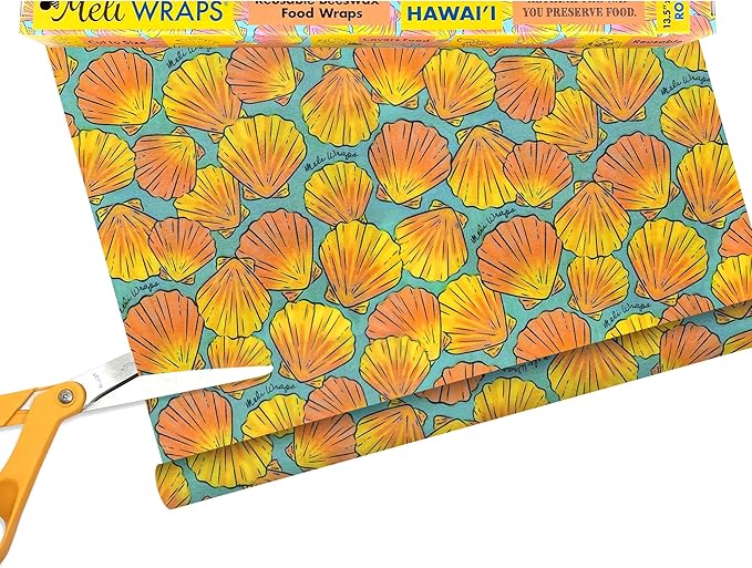 Meli Wraps - Reusable Beeswax Wrap Roll, Zero Waste Beeswax Wraps for Covering Food, Kitchen Roll for Food Storage, 13.5 x 42, Shells