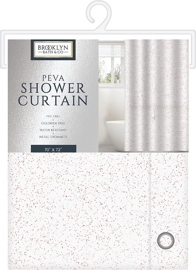Home Expressions 6 Gauge PEVA Liner Magnetic Shower Curtain Liner 70"x72" (RED Glitter)