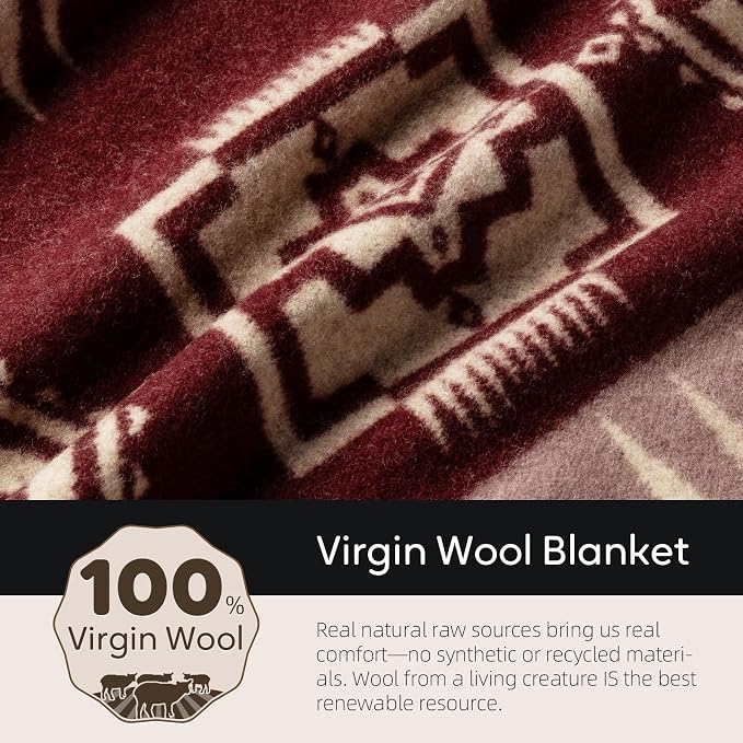 Molithe 100% Wool Blanket, 62" x 86", Warm, Thick, Washable, Military | Great for Camping, Outdoors, Sporting Events, Survival Kits Terracotta Red