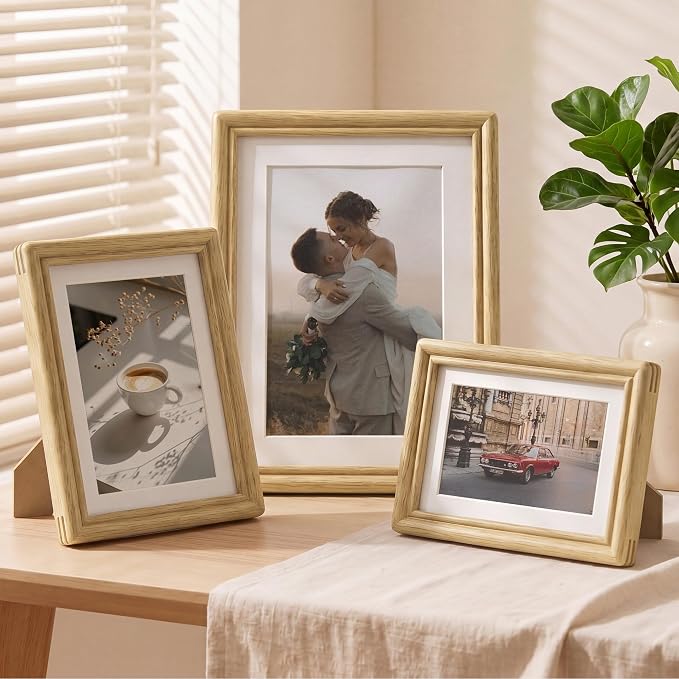 8x10 Picture Frame with Mat for 5x7, USA-Sourced Oak Wood Handcrafted Rounded Corner with HD Tempered Glass, 8 x 10 Photo Frames Gallery Wall & Tabletop, Vertically or Horizontally, 2 Pack