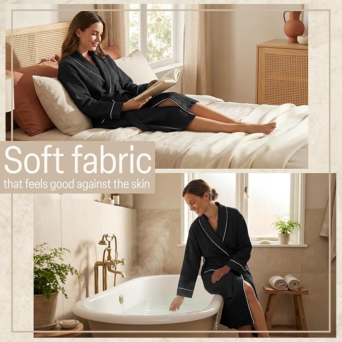 Get Trend Waffle Robes for Women S-2XL, Lightweight Soft Bathrobes, Cozy Loungewear House Coat for Spa, Shower & Hotel