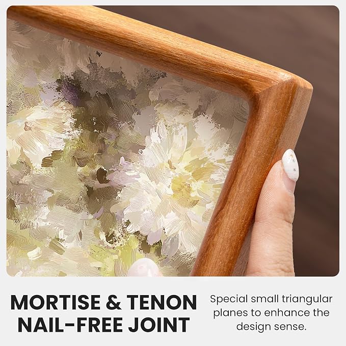 18x24 Picture Frame, USA-Sourced Teak Wood Frame 18x24, Large Poster Frame with High Tempered Glass, 18 x 24 Picture Frame Matted to 16x20 Photo for Art & Poster Display, 1 Pack