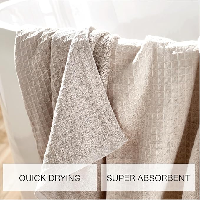 UCHINO Waffle Twist Cotton Weave Hand Towel for Bathroom Lightweight Absorbent Quick Dry Honeycomb Texture Solid Terry Loop Reverse 20" x 30", 1 Hand Towel, Ebony