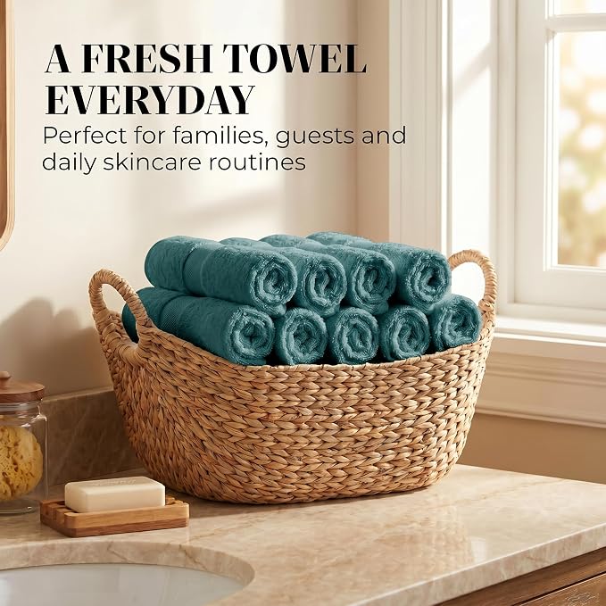 6 Piece Organic Cotton Luxury Bath Towel Set, 700 GSM Plush Long-Staple Bath Hand Wash Bundle, Soft Absorbent Quick-Dry Bathroom Towels, GOTS & Oeko-TEX Certified Hotel Spa Quality – Slate Gray