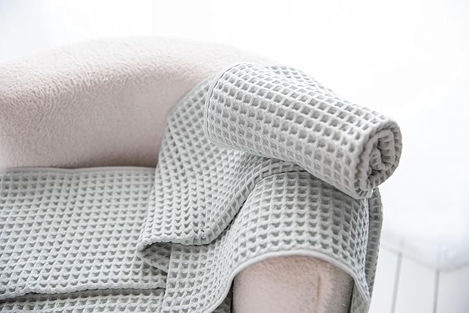 Waffle Cotton Bath Towels-100% Turkish Cotton, Quick Dry, Ultra Soft, Premium Absorbent, Weave Design, Fast Drying-2 Pieces Bath Towel Set (1 Large Bath Towel and 1 Hand Towel) (Beige)