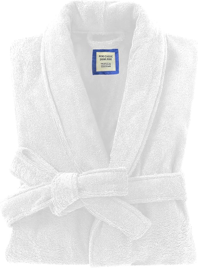 Men's Robe,Pure Cotton Robe for Men,Absorbent Bathrobe,Luxurious Terry Cloth Bathrobe with Shawl Collar