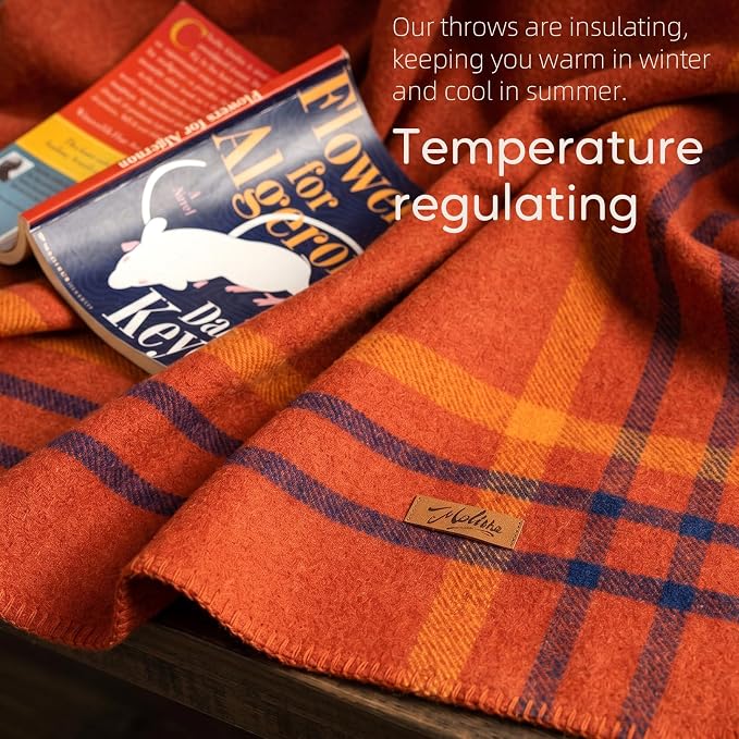 Molithe 100% Wool Blanket, 62" x 86", Warm, Thick, Washable, Military | Great for Camping, Outdoors, Sporting Events, Survival Kits Lava Falls