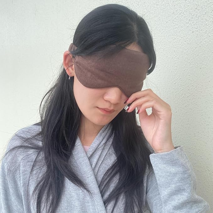 Eye mask Pure Linen Sleep Mask with Elastic Band, No Pressure On Eyes,Side Sleeper Eye Cover Organic Cotton Core Blindfold,Napping & Yoga Travel Essentials (Coffee)
