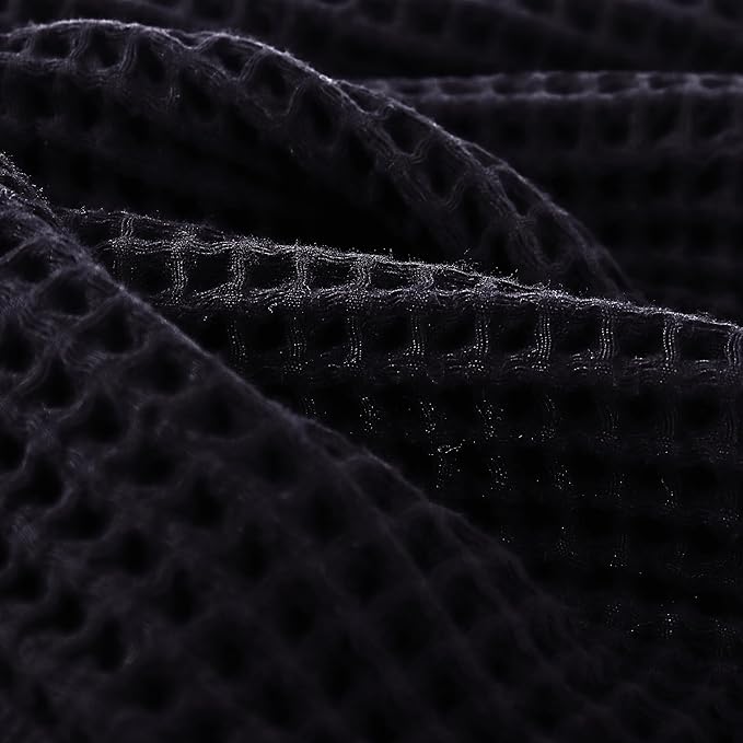 Püskül Waffle Bath Towels for Bathroom, Premium 100% Turkish Organic Cotton, 32x63 Inches, Pack of 2 (Black)