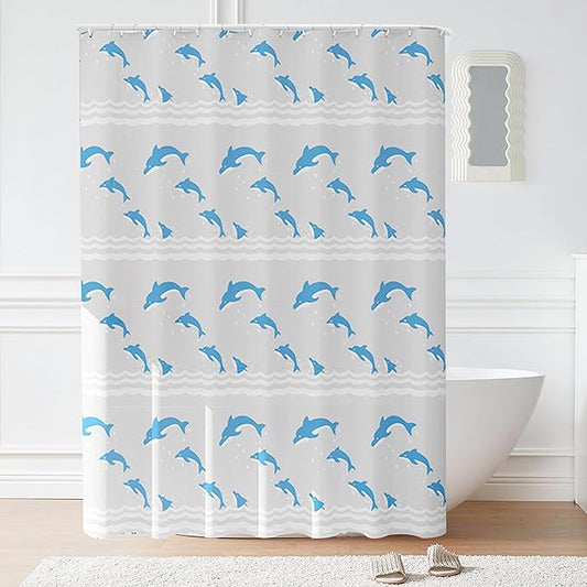 Plastic Shower Liner - Premium EVA 6G Shower Curtain Liner with Rustproof Grommets and 3 Weighted Magnets, Waterproof Shower Curtains for Bathroom (Dolphin, 72" x 78")
