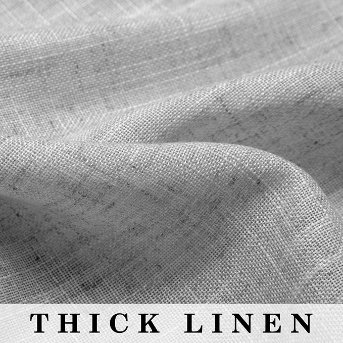 Pitalk 2 Panel Set 72 Inch Curtains for Bedroom Grommet Flax Faux Linen Look Light Filtering Textured Semi Sheer Privacy Curtains for Living Room Dark 72L Long Dove Gray Grey