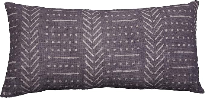 Trade Star Lumbar Pillow Shams Mudcloth Body Pillow Cases 100% Cotton Pillow Cover Boho Authentic Handloomed Tribal Farmhouse Home Décor (Grey Snow 12X24 INCHES)