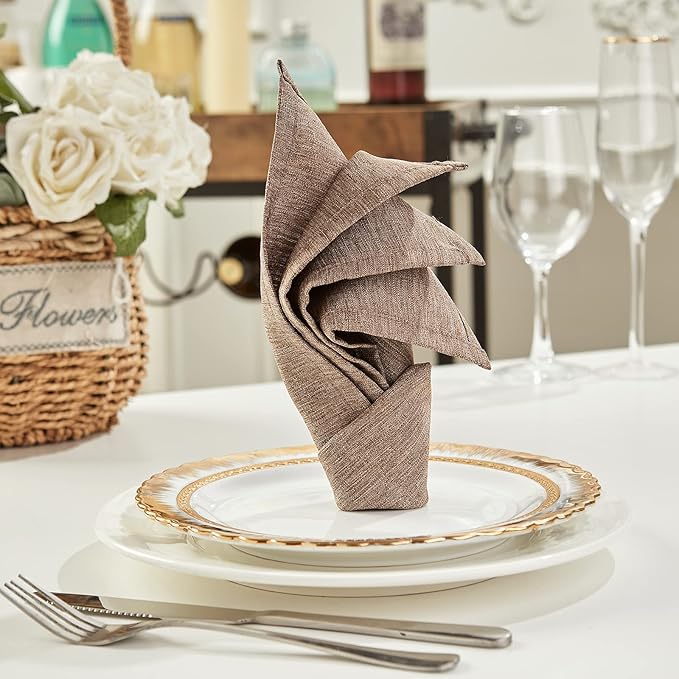 Mebakuk Cloth Napkins Set of 12, Premium 17 x 17 Inch Solid Washable Linen Style Napkins, Soft Table Napkin for Wedding Party Restaurant Dinner Parties
