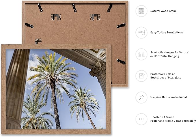 Monem Art Palermo Palm Trees Sicily Print - Tropical European Architecture Poster - Wall Decor for Living Room, Bedroom or Office - 8x10 Beige Framed Wall Art by Mareike Bohmer