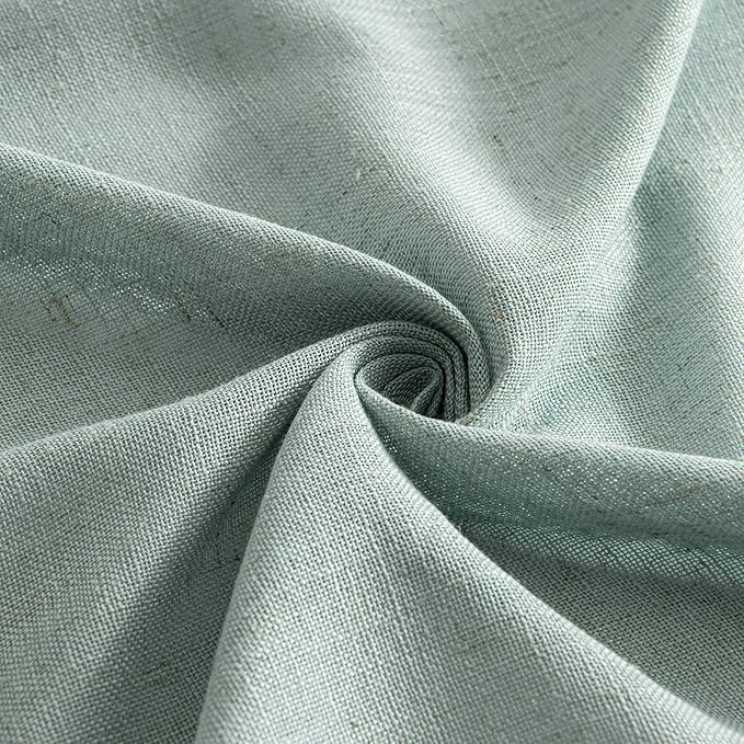 MIULEE Sea Green Linen Curtains 72 Inch Length for Bedroom Living Room, Soft Thick Linen Textured Window Drapes Semi Sheer Light Filtering Back Tab Rod Pocket Burlap Look Aqua Decor, 2 Panels