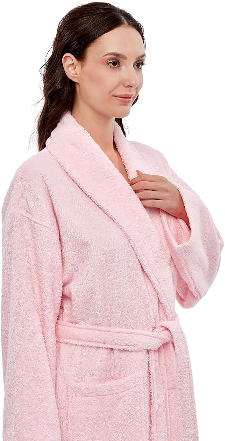 Arus Women's Shawl Collar Robe, Turkish Terry Cotton Bathrobe,with Regular and Full Length Options