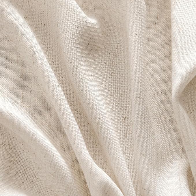 MIULEE Non-See-Through Privacy Linen Curtains 2 Panels, Light Filtering Window Curtains Farn House Textured Back Tab Semi Sheer Drapes for Bedroom Living Room, 52 x 84 Inches Long, Birch