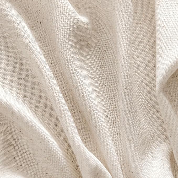 MIULEE Non-See-Through Privacy Linen Curtains 2 Panels, Light Filtering Window Curtains Farn House Textured Back Tab Semi Sheer Drapes for Bedroom Living Room, 52 x 96 Inches Long, Birch