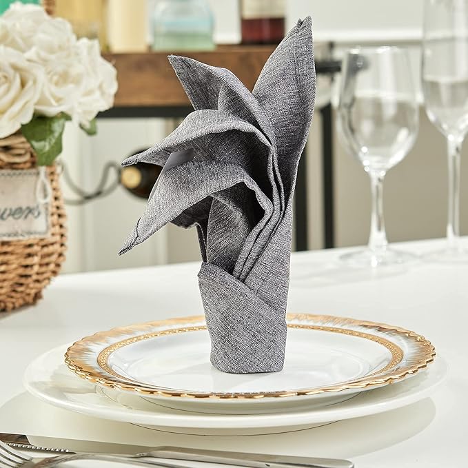Mebakuk Cloth Napkins Set of 12, Premium 17 x 17 Inch Solid Washable Linen Style Napkins, Soft Table Napkin for Wedding Party Restaurant Dinner Parties