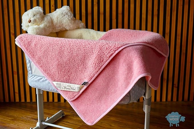 Merino Wool Blanket Throw Bed Natural Bed Blanket (79"x79" - 200x200cm, Pink)