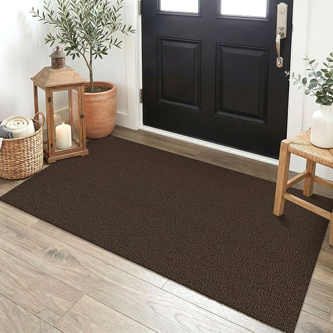 EARTHALL Washable Runner Rug 2x4 Ft Non Slip Runners for Hallways Cotton Rubber Backed Entryway Runner Braided Indoor Floor Runners Carpet for Entryway, Hallway, Kitchen, Bedroom, Brown/Coffee