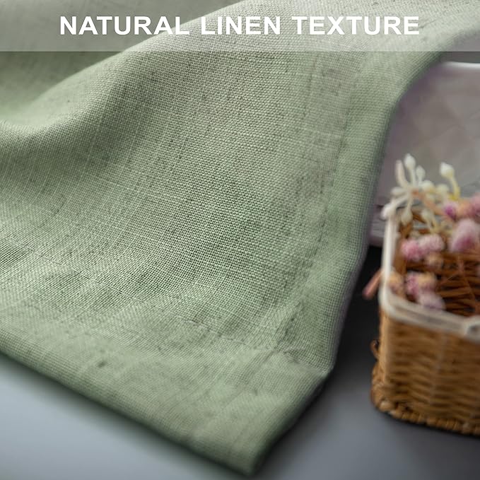 Pitalk Sage Green Curtains 5 FT Wide by 84 Inches Long for Bedroom 2 Panel Back Tab Pocket Sheer Linen Large Drape Light Filtering Extra Wide Curtain for Living Room Dining Hall Hallway 60x84 Length