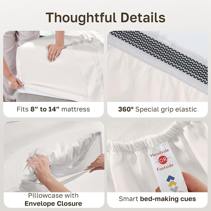 California Design Den XL Twin Sheets Set - Soft 100% Organic Cotton Sheets with Deep Pockets, Crisp Percale, Breathable and Durable Bedding, Dorm Essentials for Guys - True Ivory