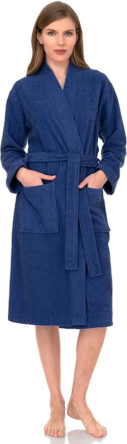 TowelSelections Womens Robe Cotton Kimono Bathrobe for Women Knee Length Terry Cloth Towel Robes for Women XS to 4X
