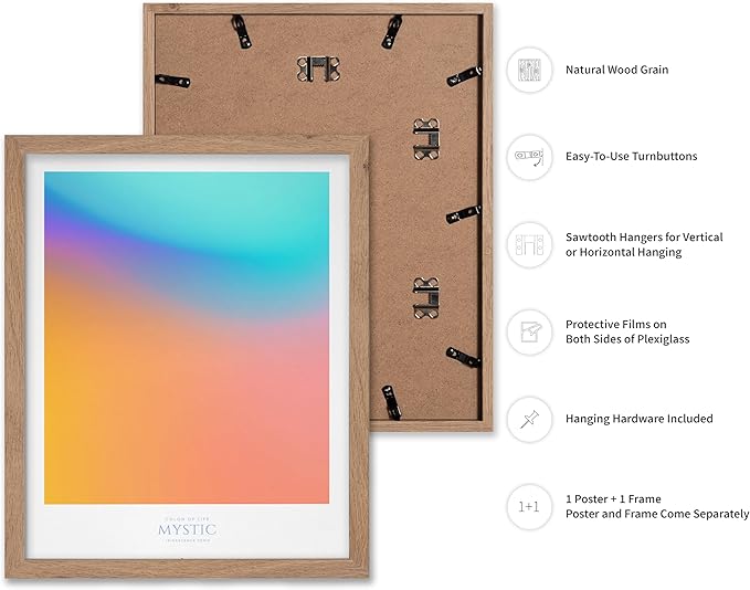 Monem Art Mystic Iridescent Gradient Print - Minimalist Abstract Color Field Poster - Wall Decor for Living Room, Bedroom or Office - 8x10 Beige Framed Wall Art by Rs Lab Studio