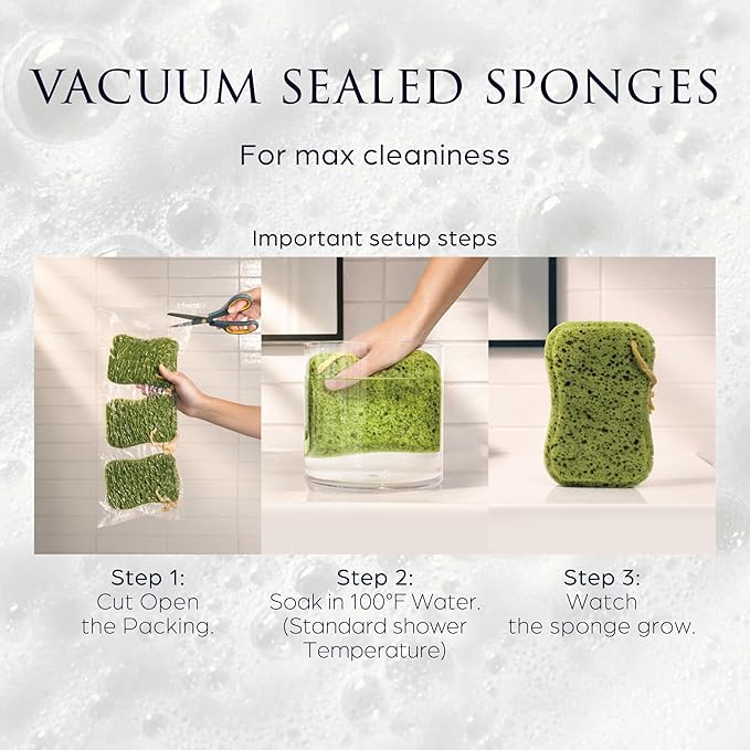 Spongentle Loofah Sponge for Shower and Bathing, Bath Sponge with Dual Texture, Shower Pouf for Gentle and Deep Exfoliation, Large Size Body Scrubber for Men & Women, PU Foam, 37% More Lather, 3 Pack