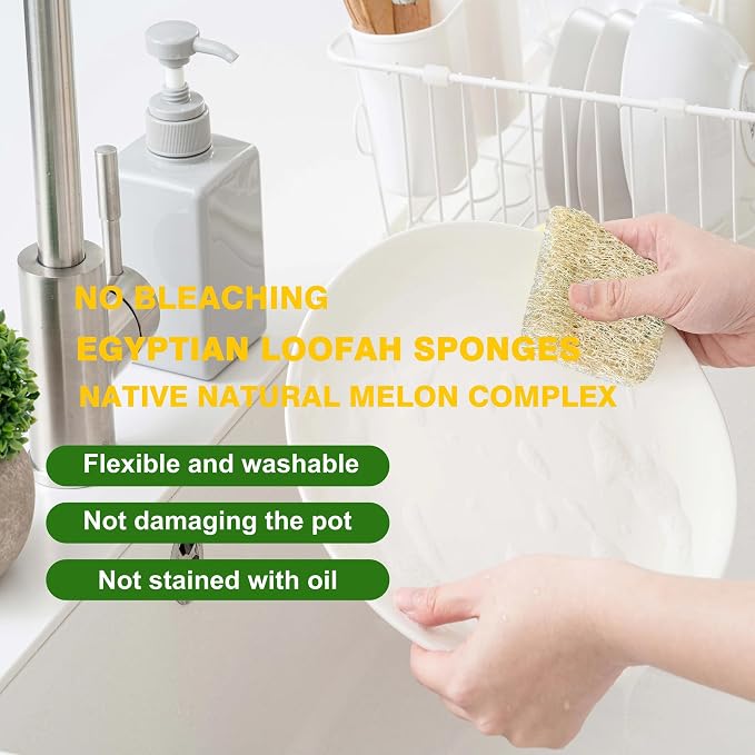 100% Natural Egyptian Loofah Sponge – Premium Exfoliating Body Scrubber for Shower, Deep Cleansing & Gentle Skin Exfoliation, Eco-Friendly & Biodegradable, Pack of 3