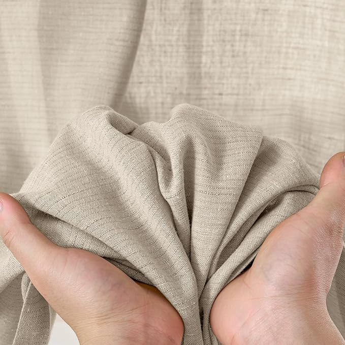 jinchan Linen Curtains Oatmeal Semi Sheer Curtains 96 inch Length for Closet Small Window Living Room Bathroom Neutral Farmhouse Cottage Core Light Filtering Privacy Rod Pocket Back Tab 2 Panels