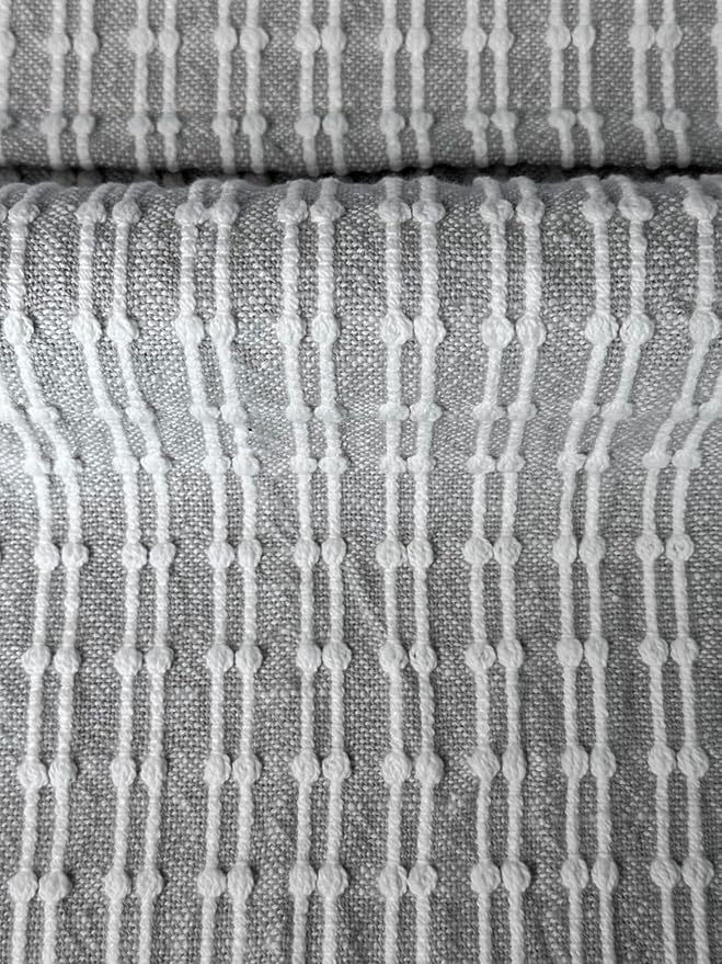 SanVia Cotton Throw Pillow Covers 20x20 – Handwoven Jacquard Texture, Fade-Resistant, No Pilling – Hidden Zipper, Decorative Cushion Cover for Sofa, Couch, Bed – Insert Not Included (Striped, Grey)