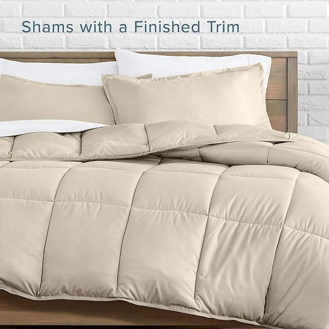 Bare Home Comforter Set - Queen Size - Ultra-Soft - Goose Down Alternative - Premium 1800 Series - All Season Warmth (Queen, Sand)