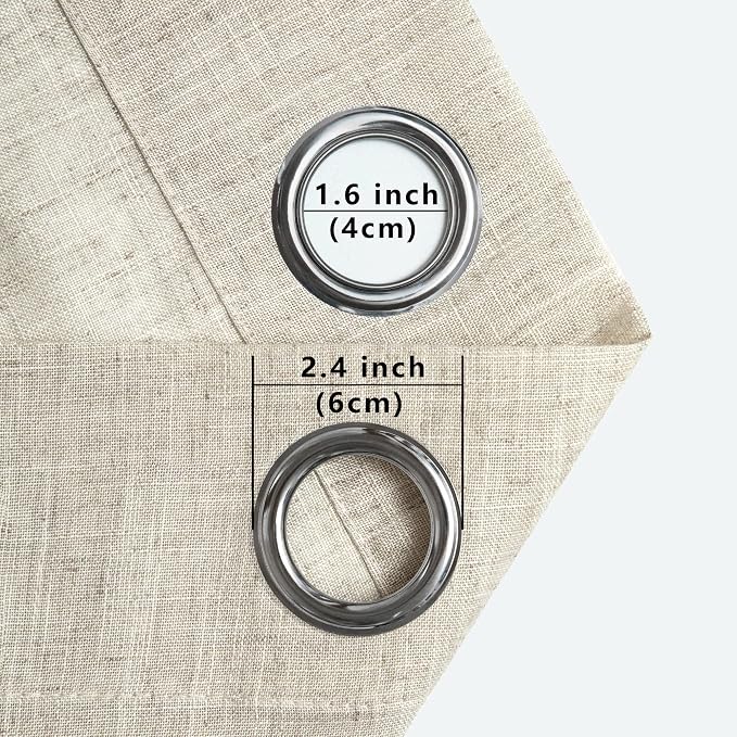 Pitalk Flax Linen Curtains 54 Inch Length for Kitchen 2 Panels Set Grommet Rustic Country Semi Opaque Sheer Short Curtains for Small Windows Burlap Farmhouse Bedroom Decor 52x54 Inches Long