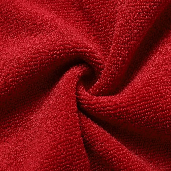 Microfiber Hair Drying Turban for Wet and Curly Hair, Wrap Towel With Button (Red, 10x28)